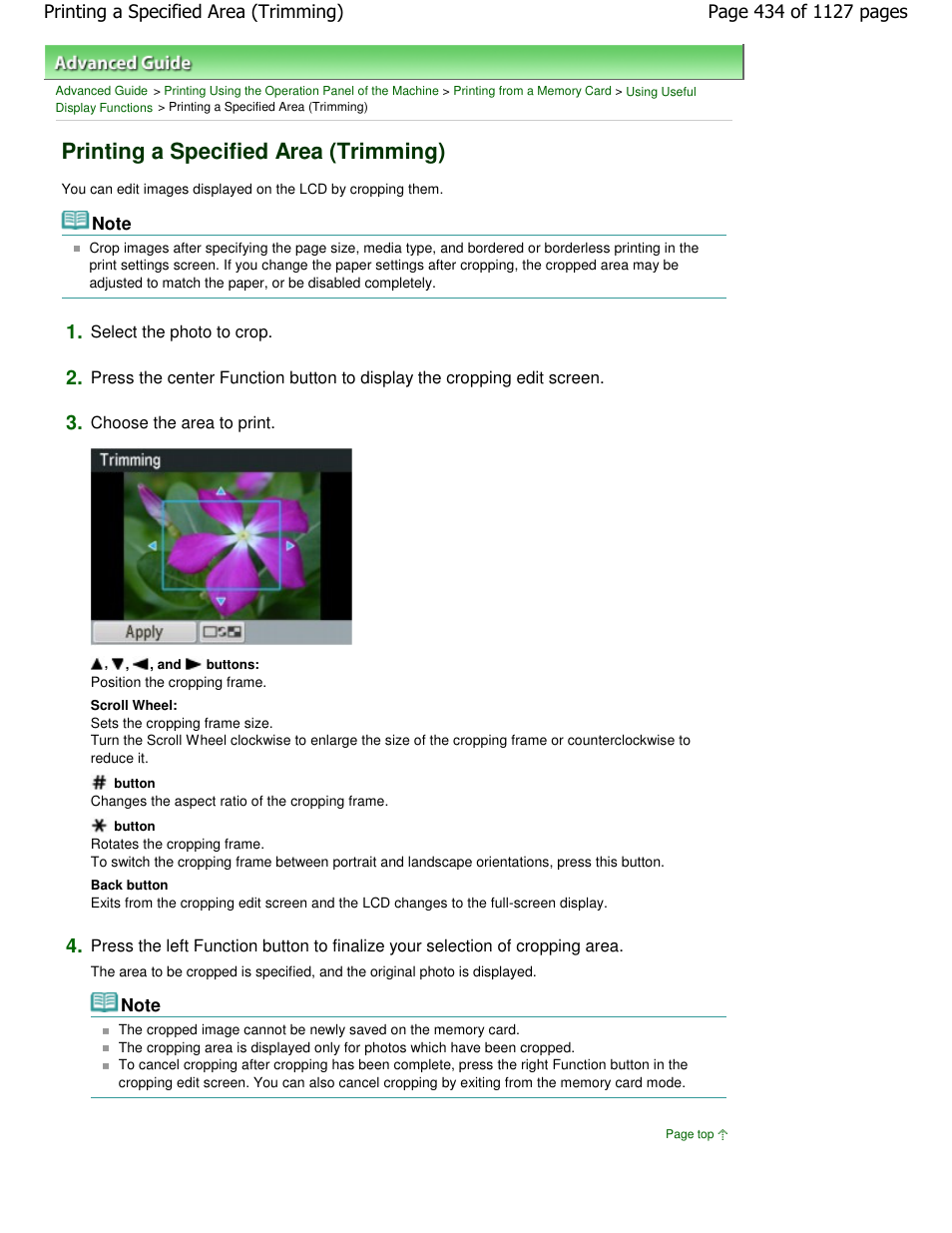 Printing a specified area (trimming) | Canon PIXMA MX870 User Manual | Page 434 / 1127