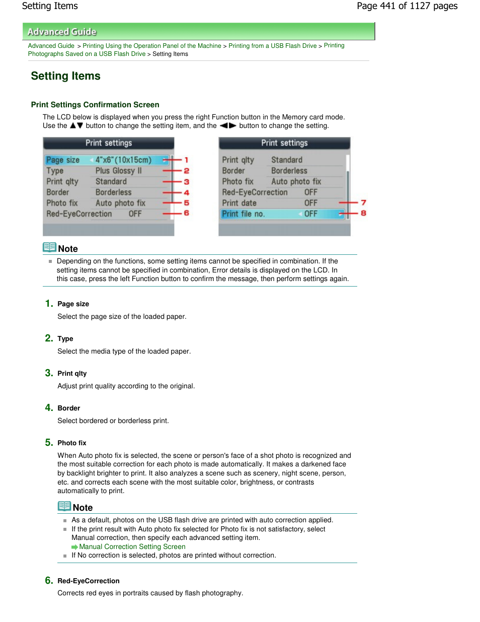 Setting items | Canon PIXMA MX870 User Manual | Page 441 / 1127
