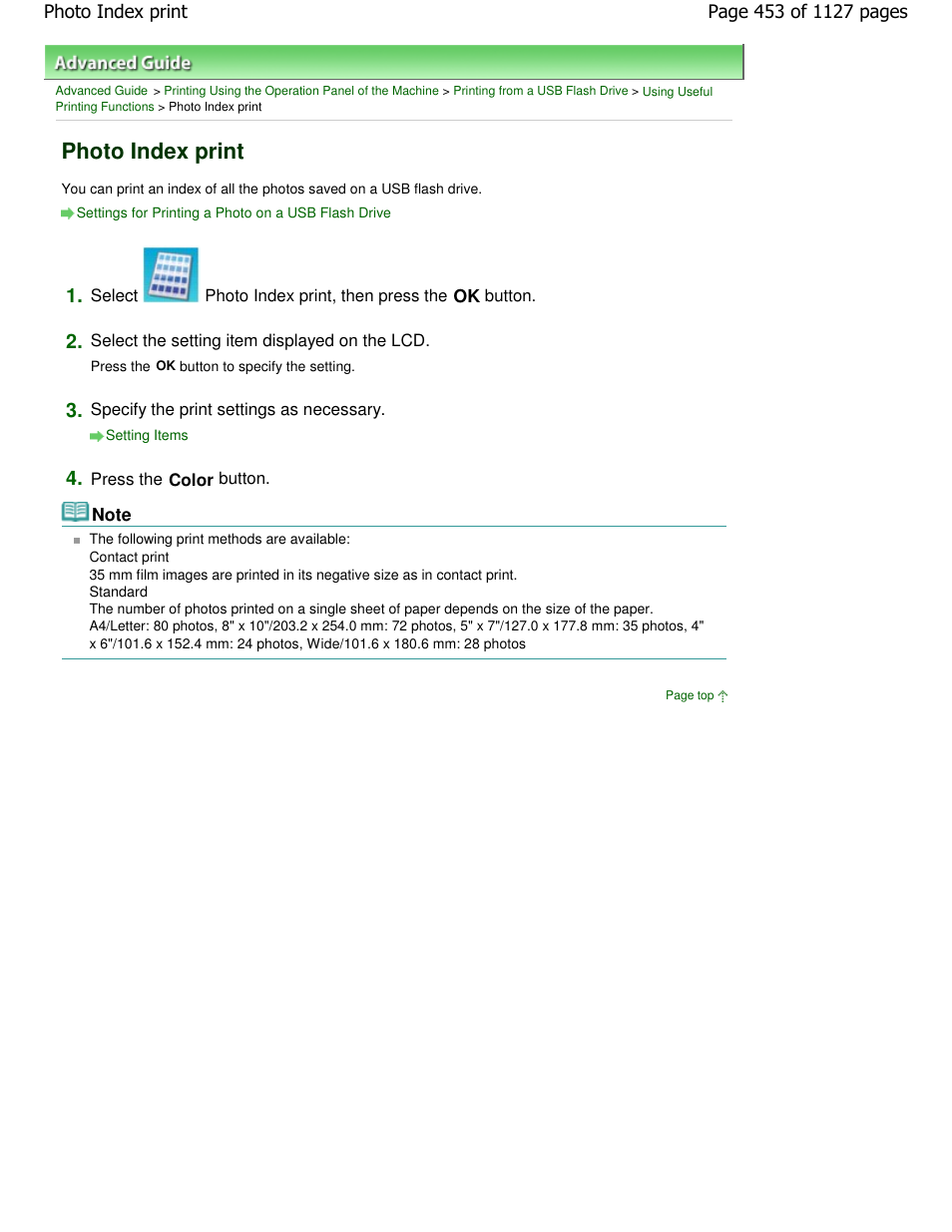 Photo index print | Canon PIXMA MX870 User Manual | Page 453 / 1127