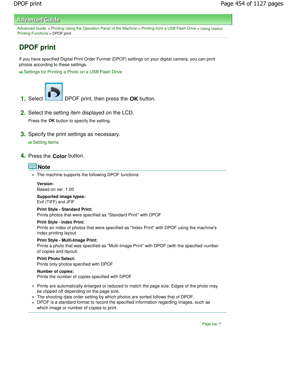 Dpof print | Canon PIXMA MX870 User Manual | Page 454 / 1127