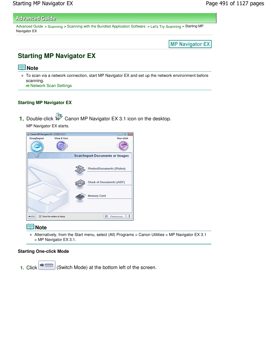 Starting mp navigator ex | Canon PIXMA MX870 User Manual | Page 491 / 1127