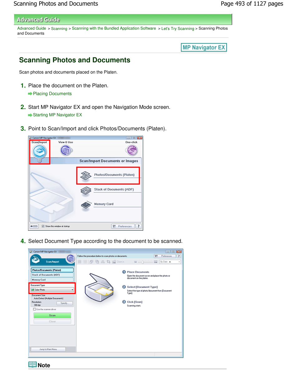 Scanning photos and documents | Canon PIXMA MX870 User Manual | Page 493 / 1127