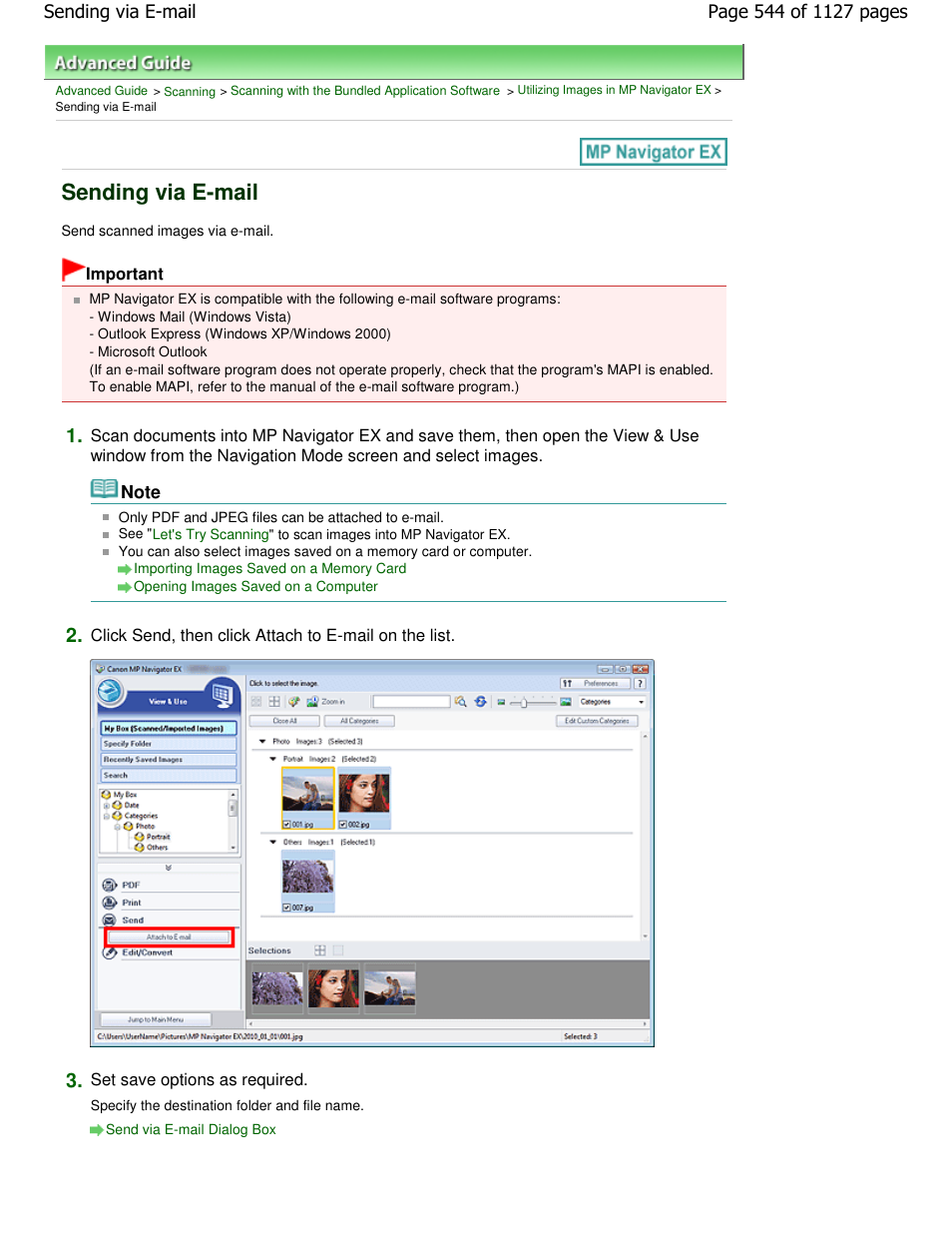 Sending via e-mail | Canon PIXMA MX870 User Manual | Page 544 / 1127