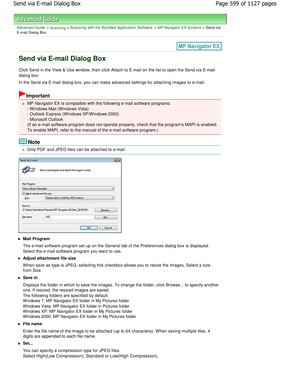 Send via e-mail dialog box | Canon PIXMA MX870 User Manual | Page 599 / 1127