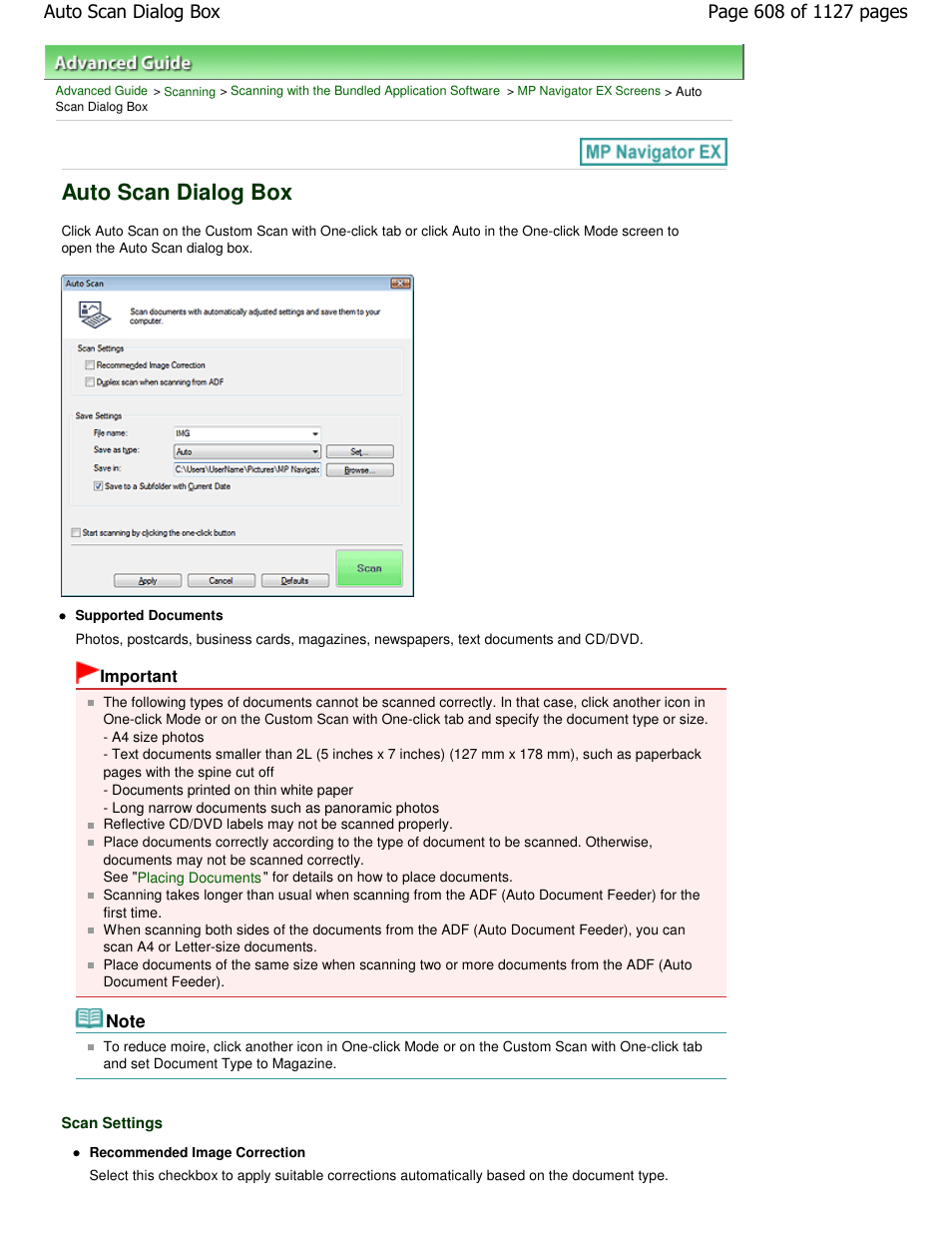 Auto scan dialog box | Canon PIXMA MX870 User Manual | Page 608 / 1127