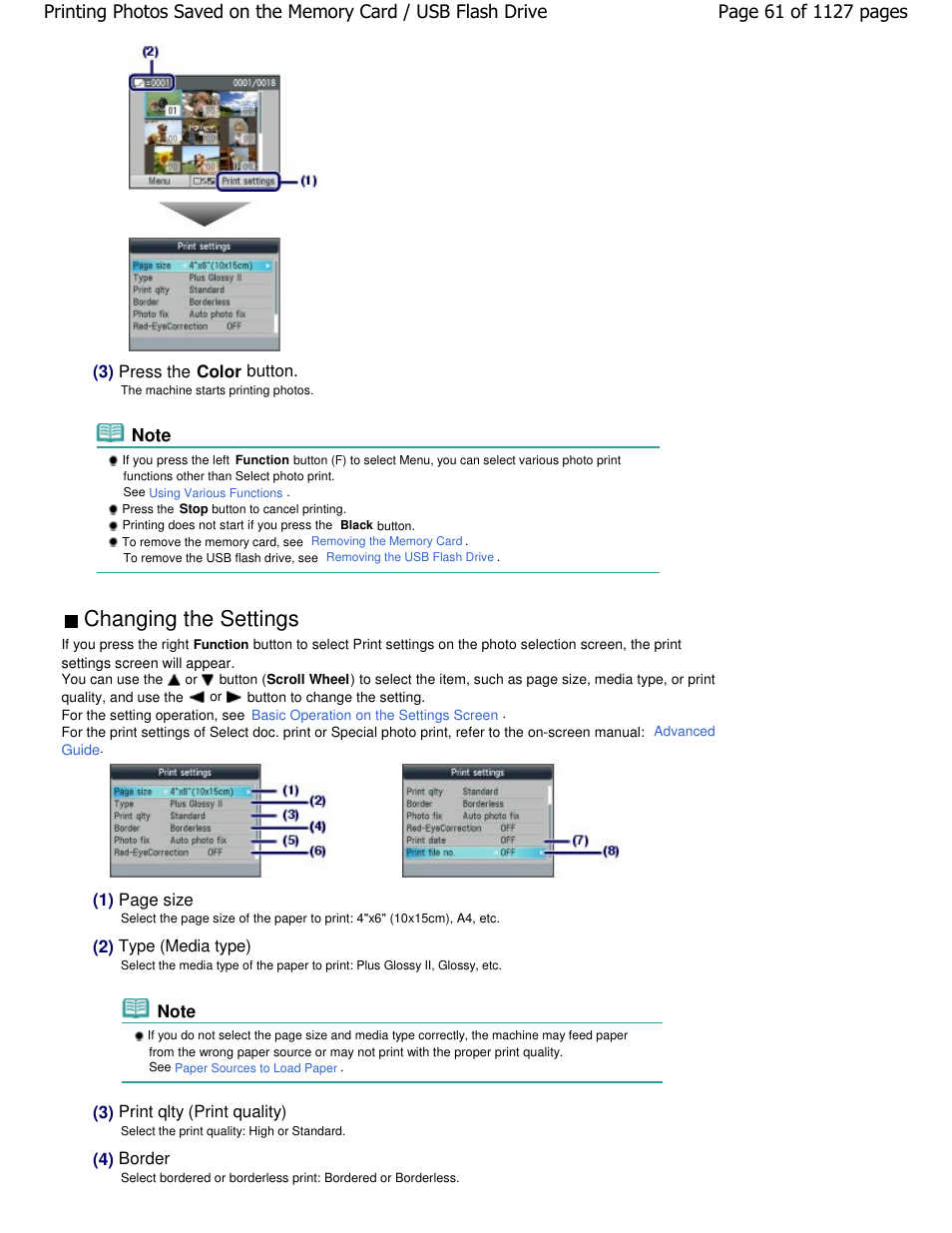 Changing the settings | Canon PIXMA MX870 User Manual | Page 61 / 1127