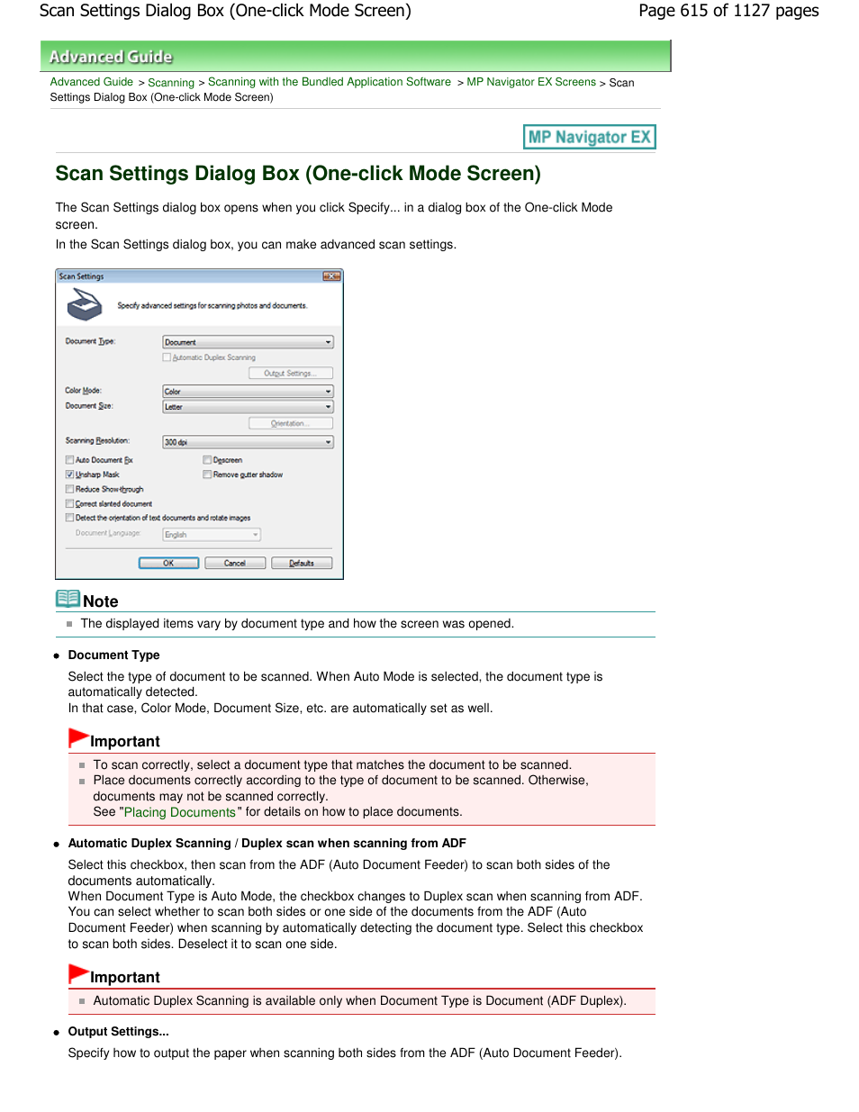 Scan settings dialog box (one-click mode screen) | Canon PIXMA MX870 User Manual | Page 615 / 1127