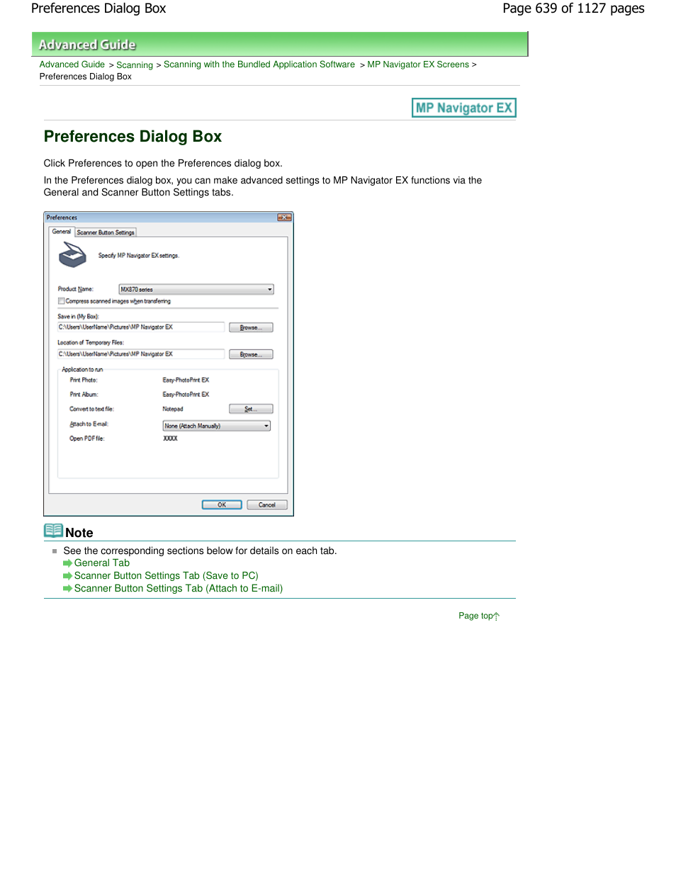 Preferences dialog box | Canon PIXMA MX870 User Manual | Page 639 / 1127