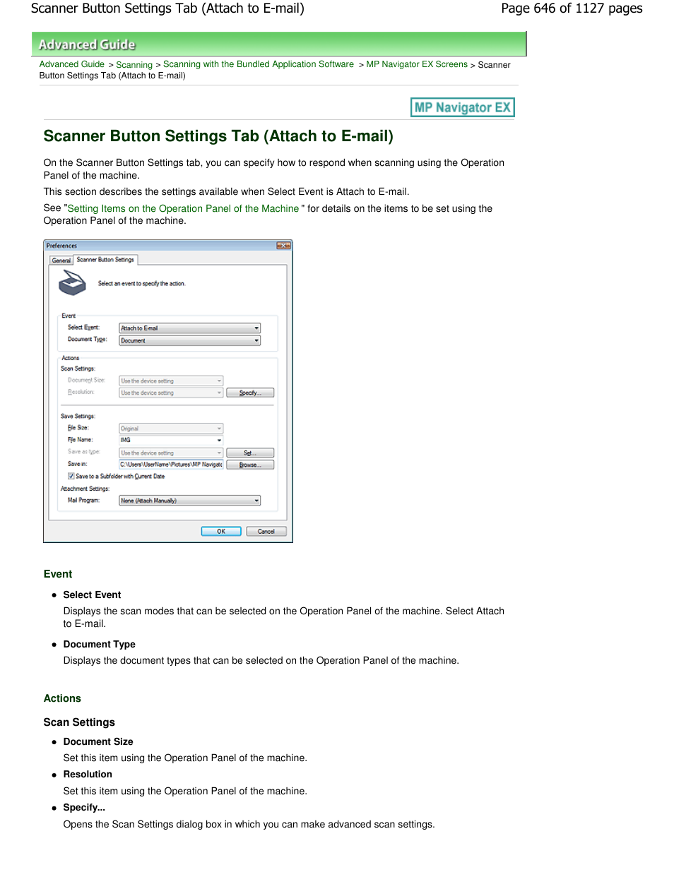 Scanner button settings tab (attach to e-mail) | Canon PIXMA MX870 User Manual | Page 646 / 1127