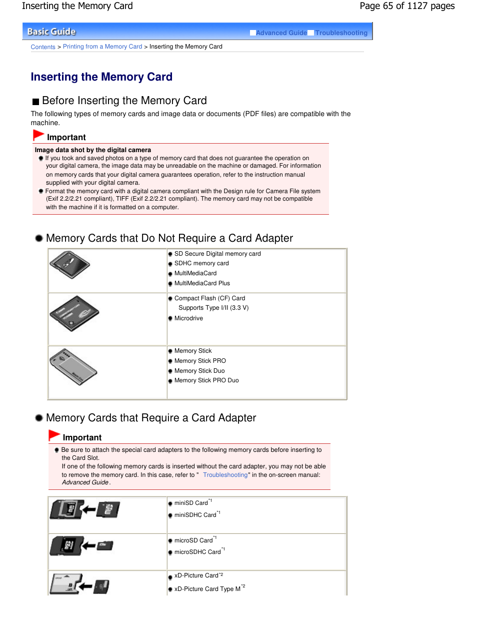 Important | Canon PIXMA MX870 User Manual | Page 65 / 1127