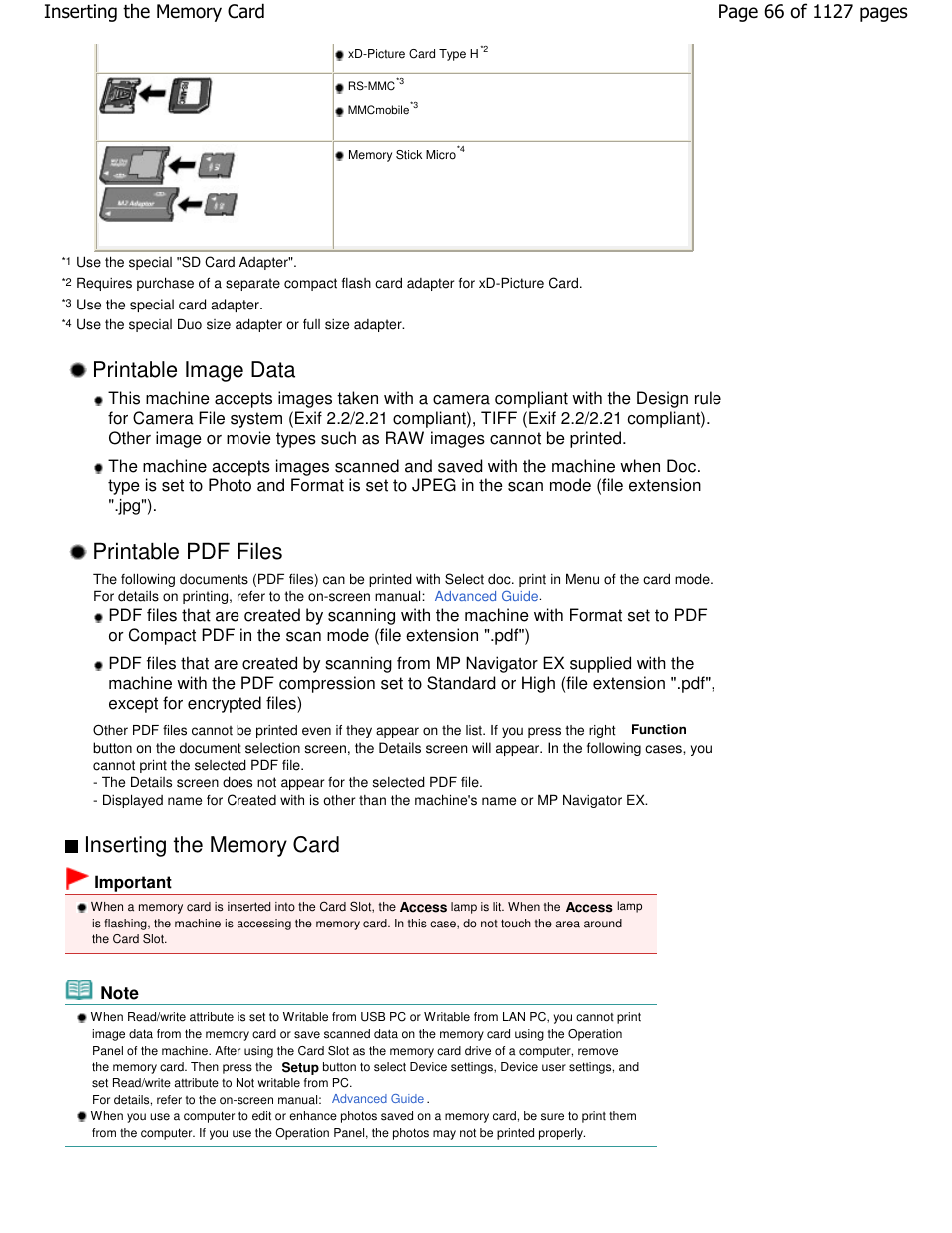 Printable pdf files, Printable image data | Canon PIXMA MX870 User Manual | Page 66 / 1127