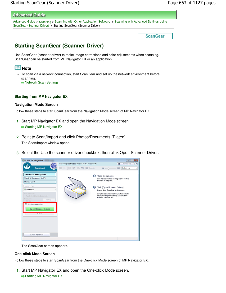 Starting scangear (scanner driver) | Canon PIXMA MX870 User Manual | Page 663 / 1127