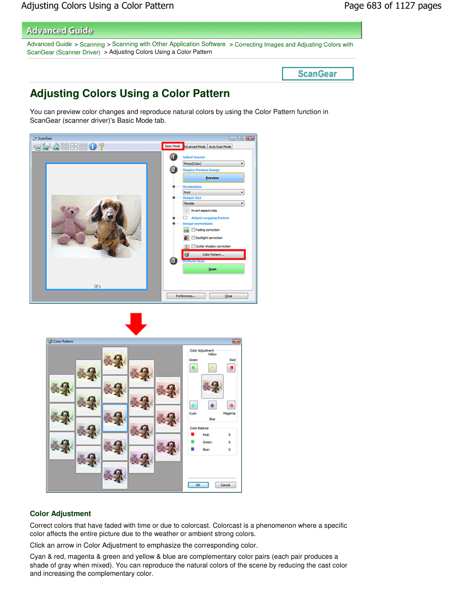 Adjusting colors using a color pattern | Canon PIXMA MX870 User Manual | Page 683 / 1127