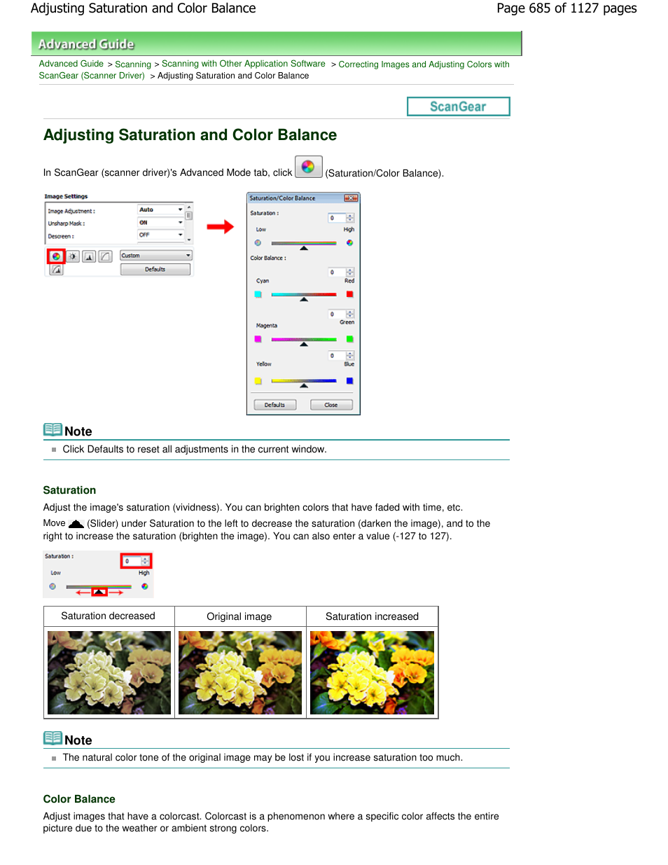 Adjusting saturation and color balance | Canon PIXMA MX870 User Manual | Page 685 / 1127