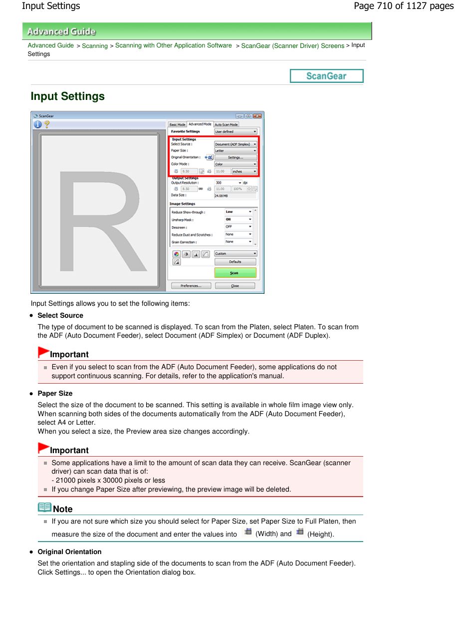 Input settings | Canon PIXMA MX870 User Manual | Page 710 / 1127