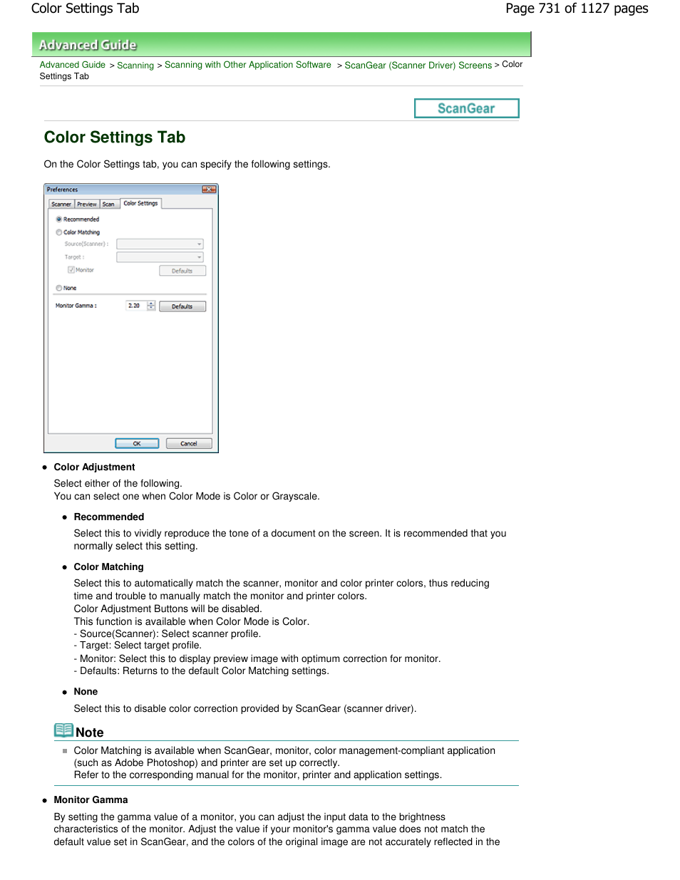 Color settings tab | Canon PIXMA MX870 User Manual | Page 731 / 1127