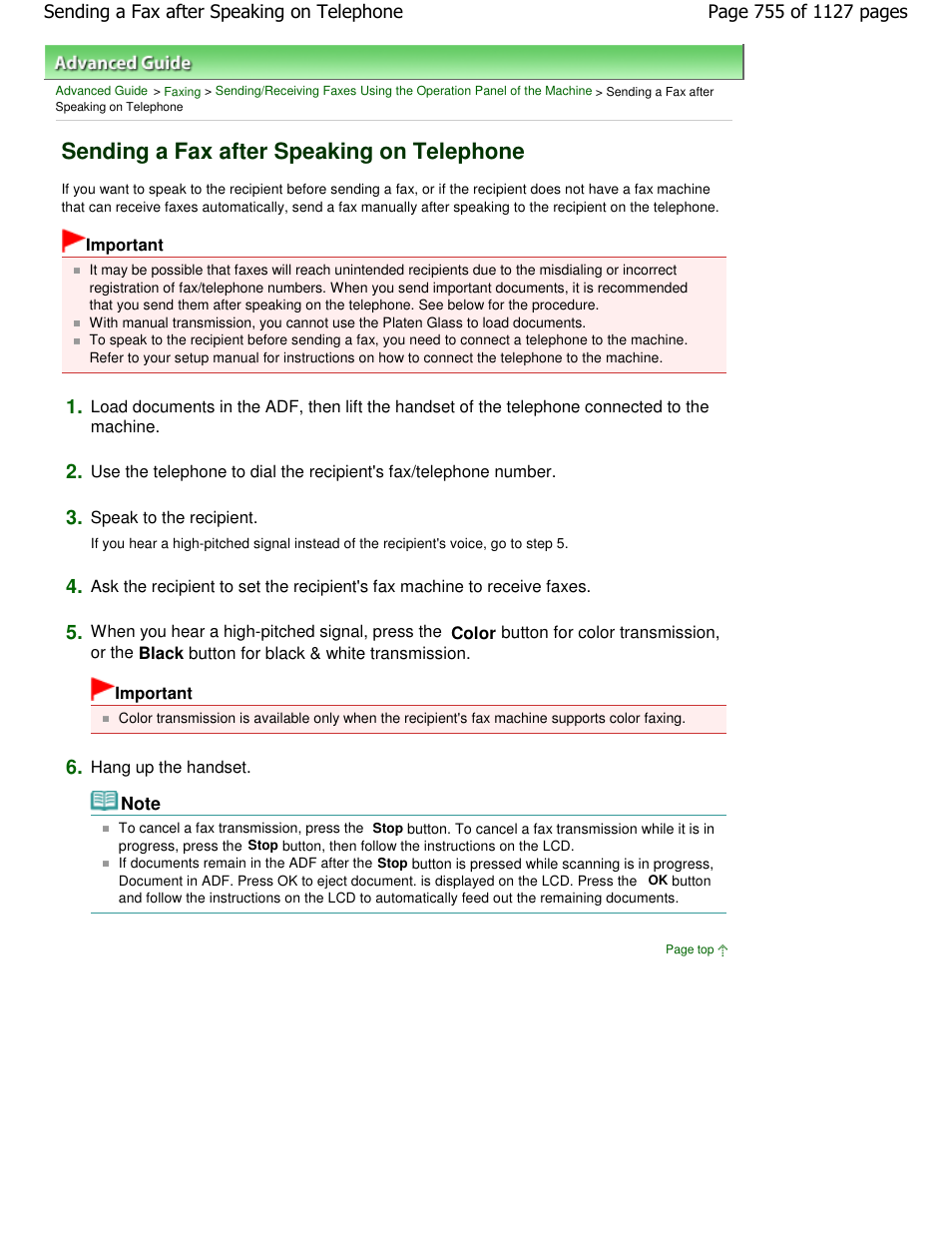 Sending a fax after speaking on telephone | Canon PIXMA MX870 User Manual | Page 755 / 1127