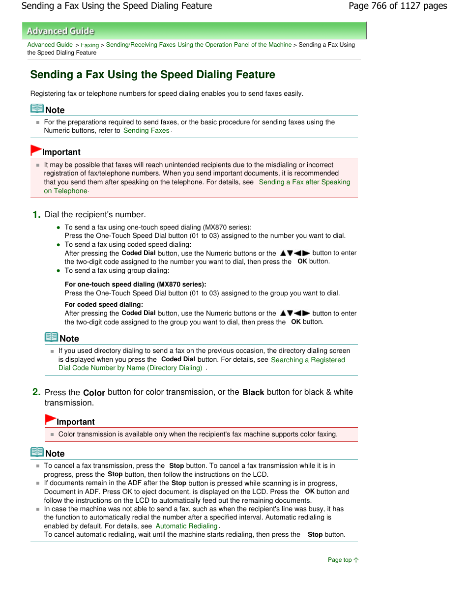 Sending a fax using the speed dialing feature | Canon PIXMA MX870 User Manual | Page 766 / 1127