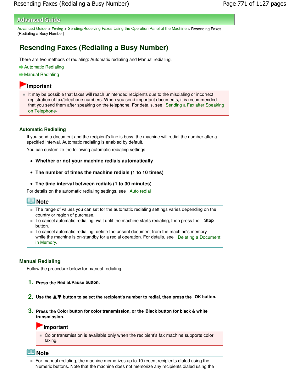 Resending faxes (redialing a busy number) | Canon PIXMA MX870 User Manual | Page 771 / 1127