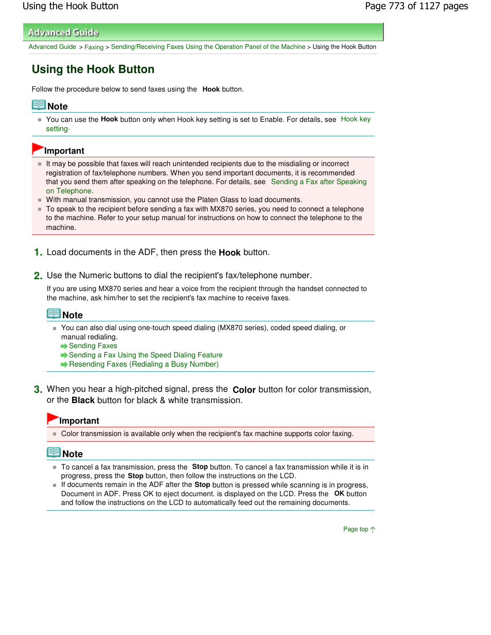 Using the hook button | Canon PIXMA MX870 User Manual | Page 773 / 1127