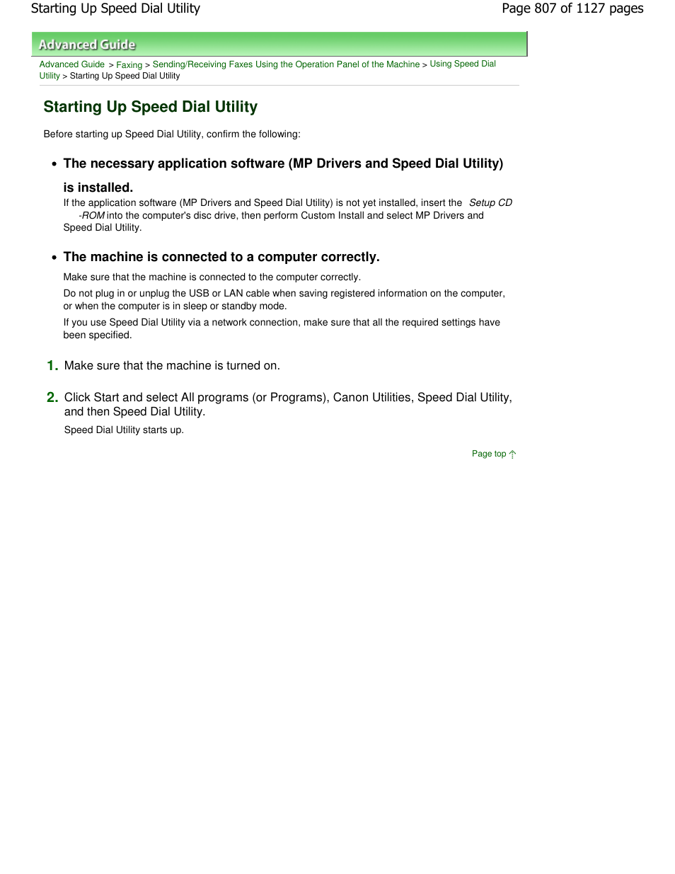 Starting up speed dial utility | Canon PIXMA MX870 User Manual | Page 807 / 1127