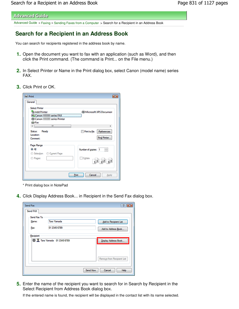 Search for a recipient in an address book | Canon PIXMA MX870 User Manual | Page 831 / 1127