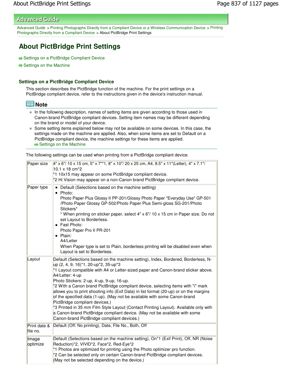 About pictbridge print settings | Canon PIXMA MX870 User Manual | Page 837 / 1127