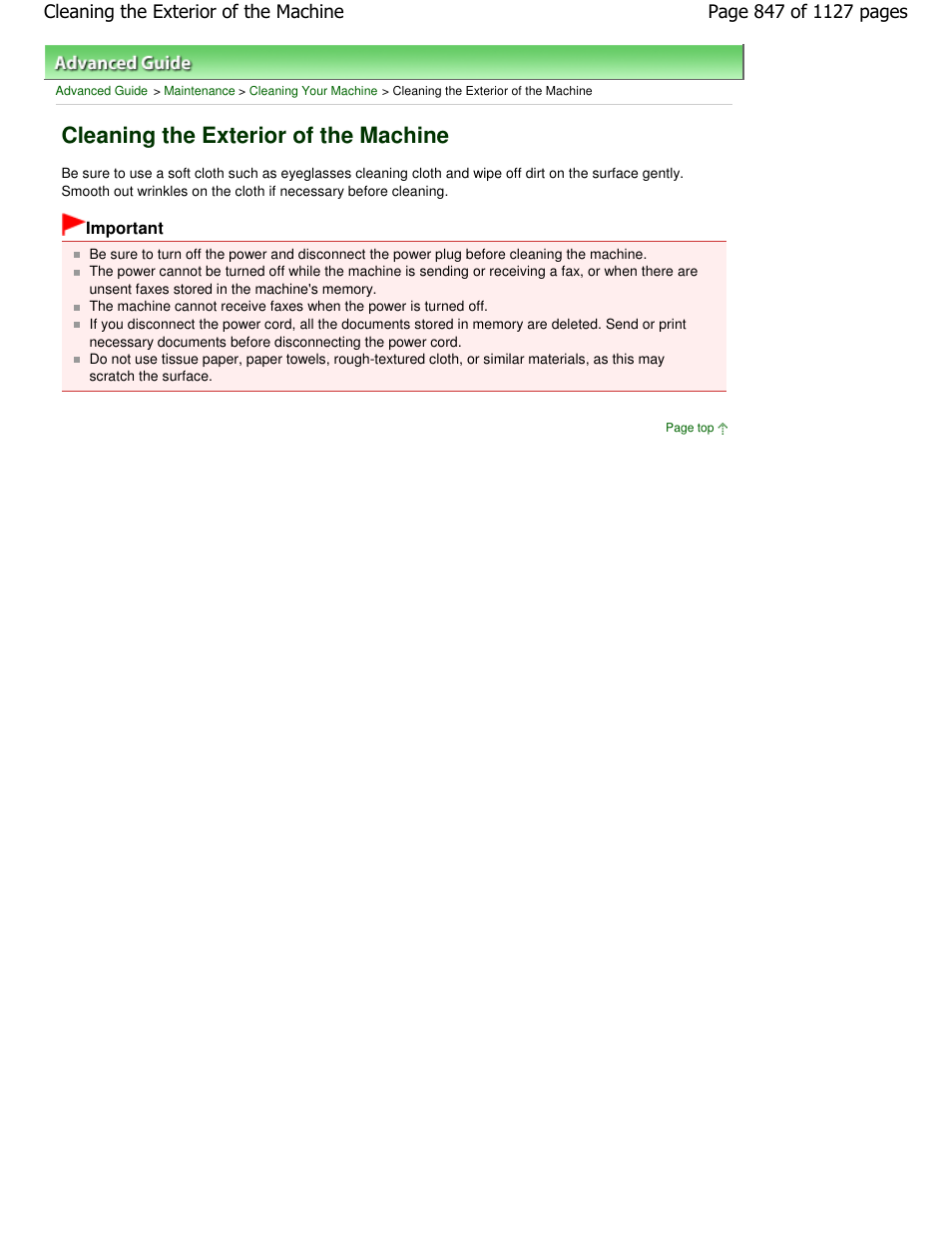 Cleaning the exterior of the machine | Canon PIXMA MX870 User Manual | Page 847 / 1127