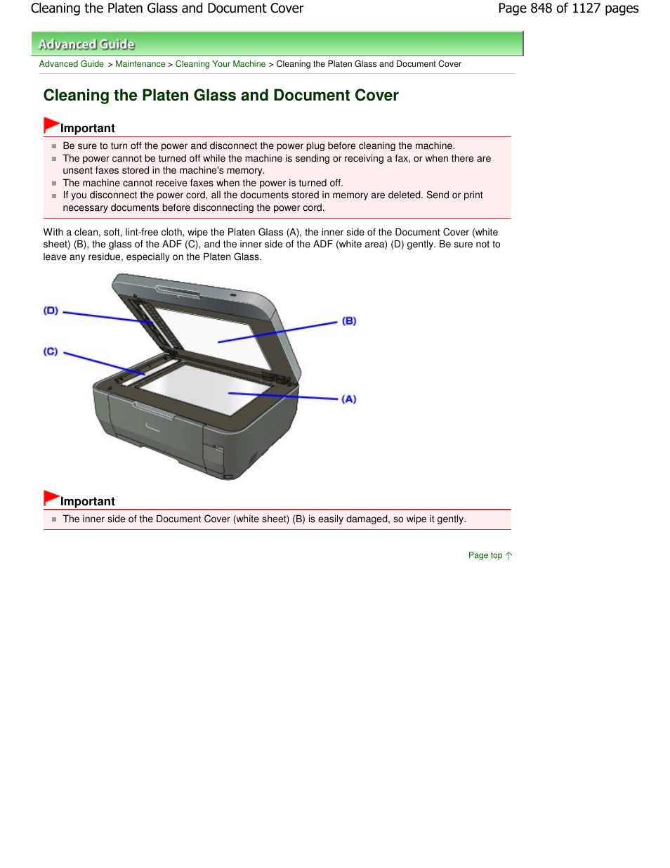 Cleaning the platen glass and document cover | Canon PIXMA MX870 User Manual | Page 848 / 1127