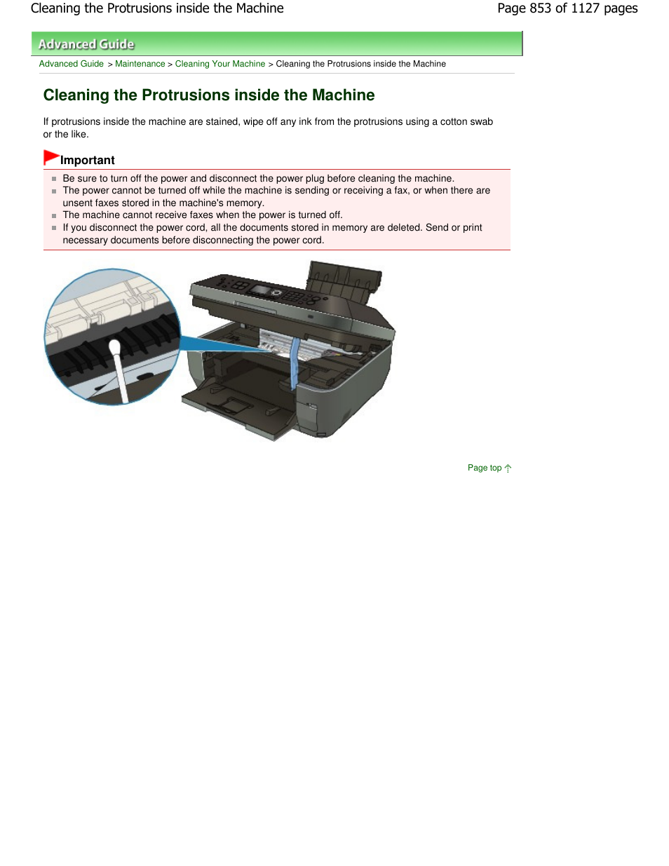 Cleaning the protrusions inside the machine | Canon PIXMA MX870 User Manual | Page 853 / 1127