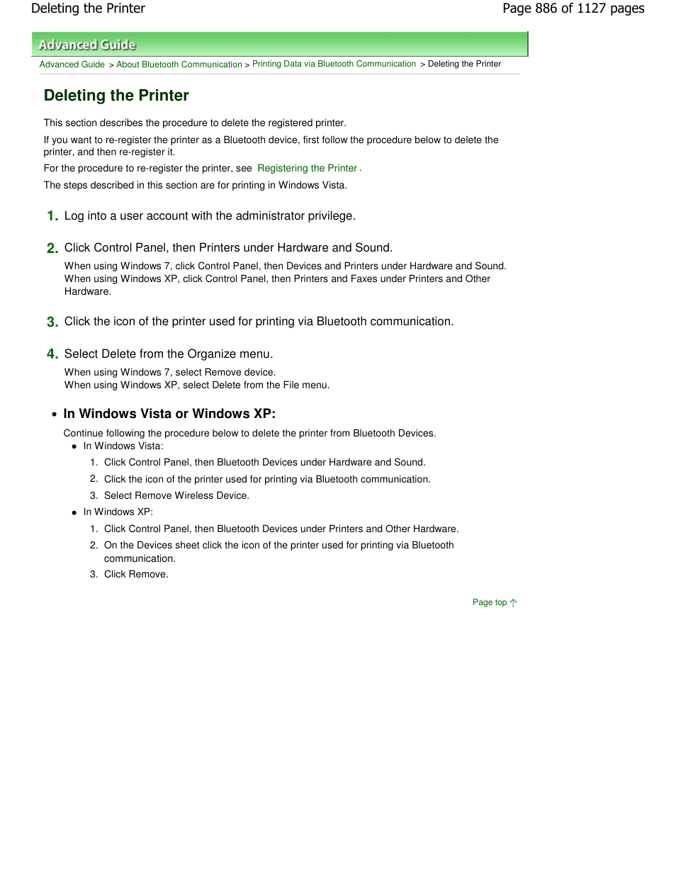 Deleting the printer | Canon PIXMA MX870 User Manual | Page 886 / 1127