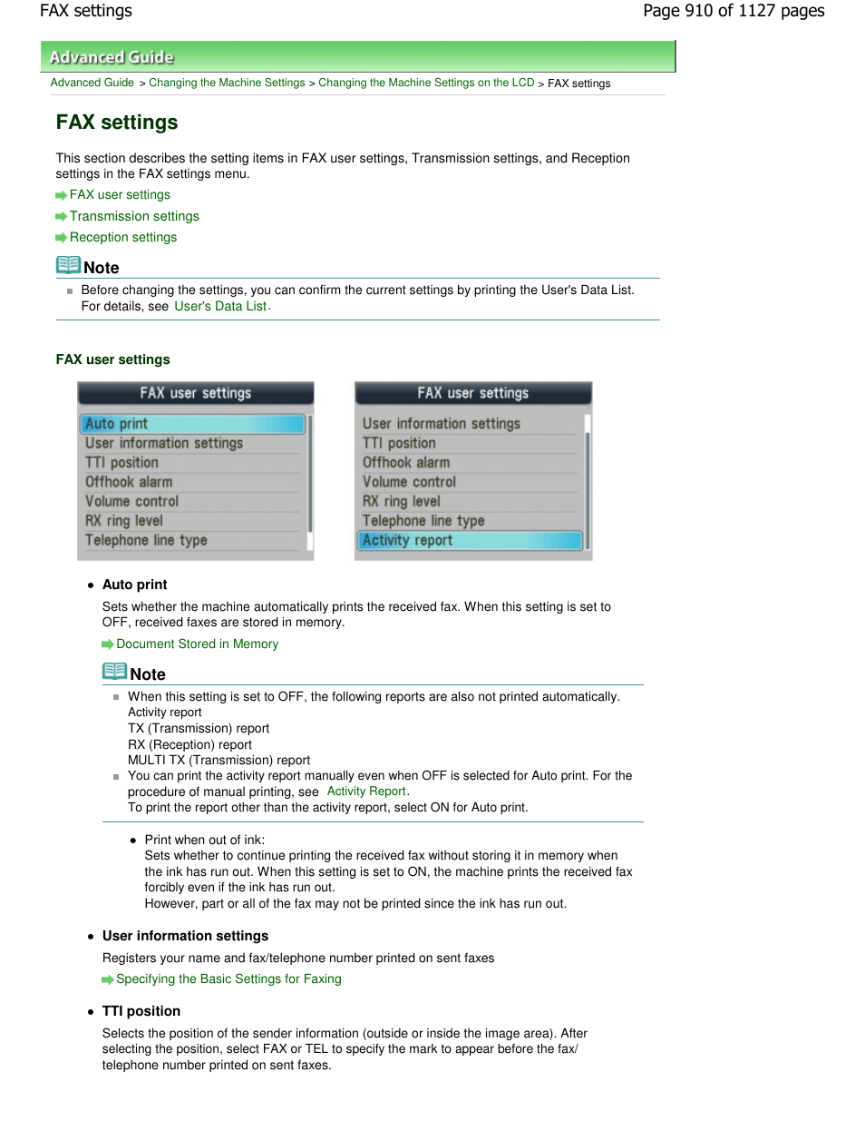 Fax settings | Canon PIXMA MX870 User Manual | Page 910 / 1127