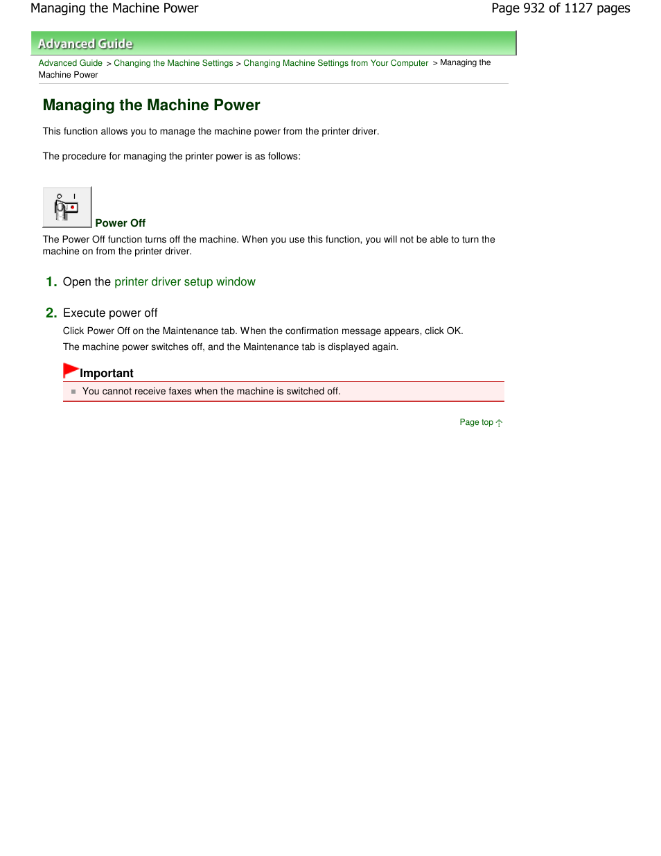 Managing the machine power | Canon PIXMA MX870 User Manual | Page 932 / 1127