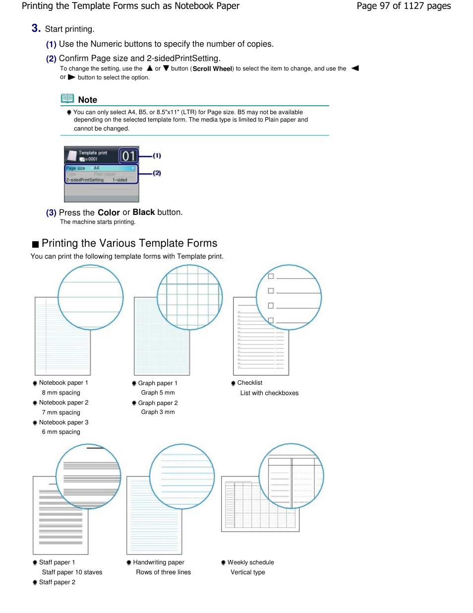 Printing the various template forms | Canon PIXMA MX870 User Manual | Page 97 / 1127