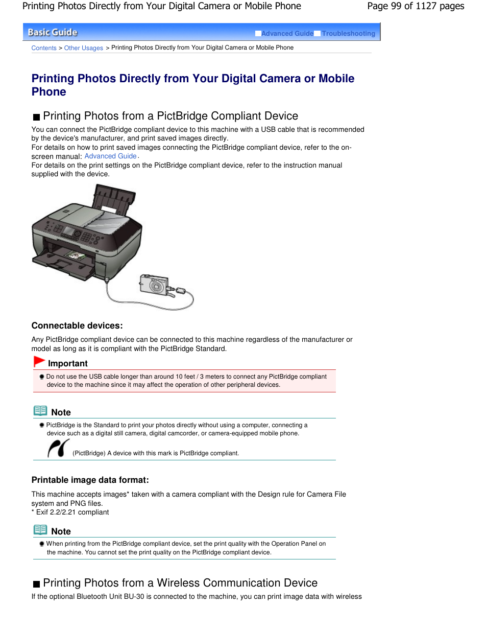 Printing photos from a pictbridge compliant device | Canon PIXMA MX870 User Manual | Page 99 / 1127