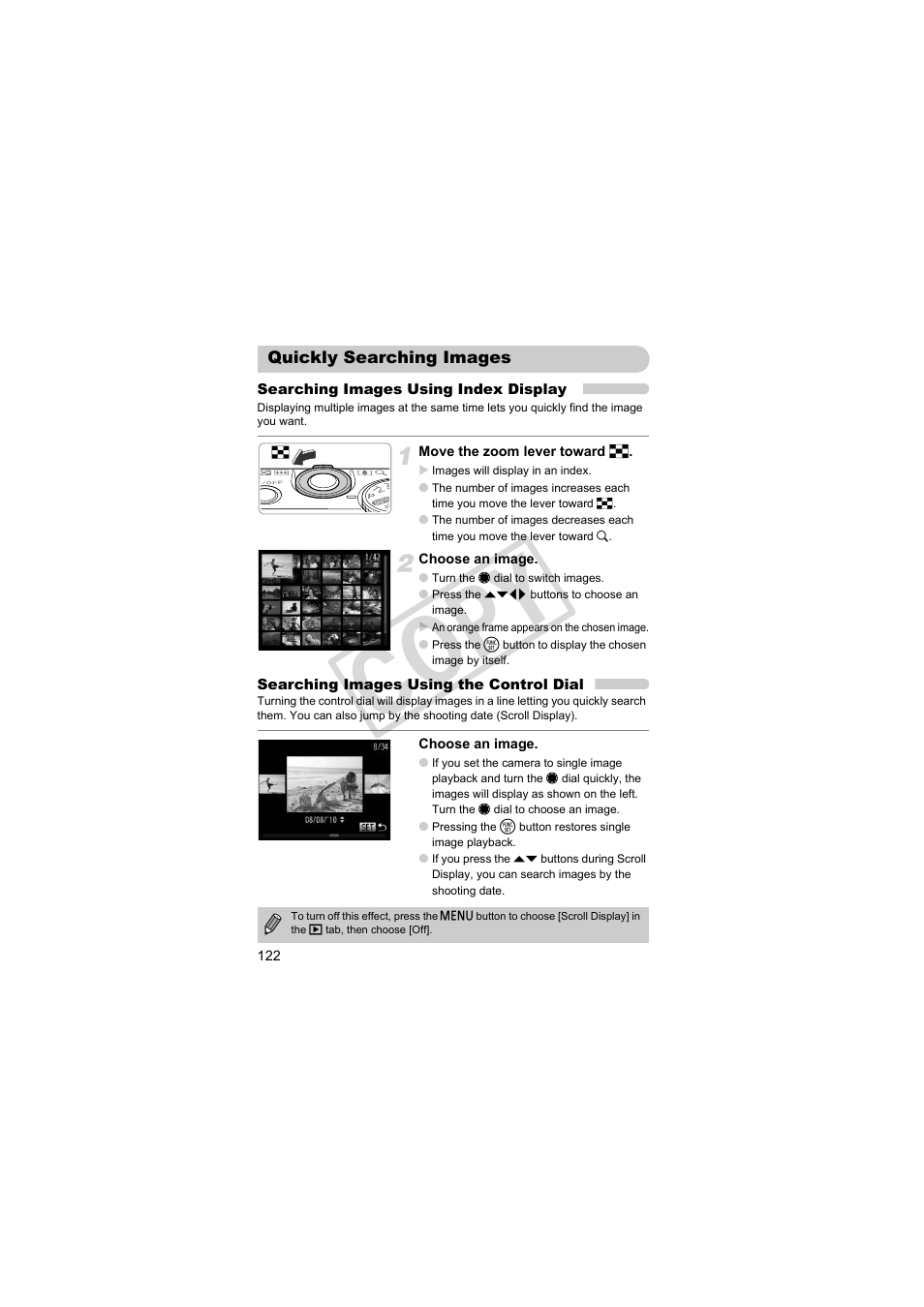 Quickly searching images, Quickly searching images (p. 122), Cop y | Canon PowerShot S95 User Manual | Page 122 / 196