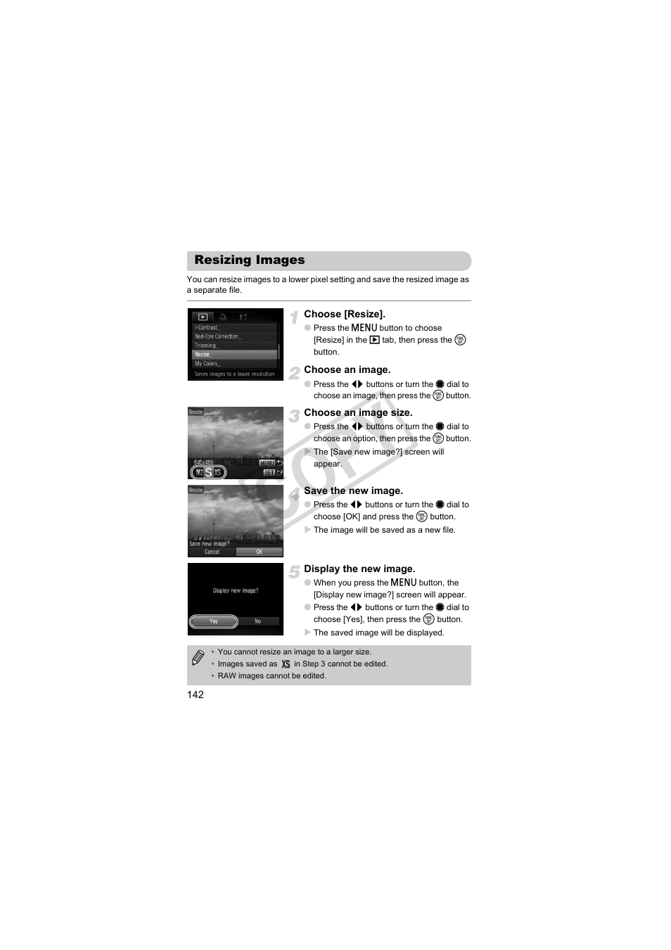 Resizing images, Cop y | Canon PowerShot S95 User Manual | Page 142 / 196