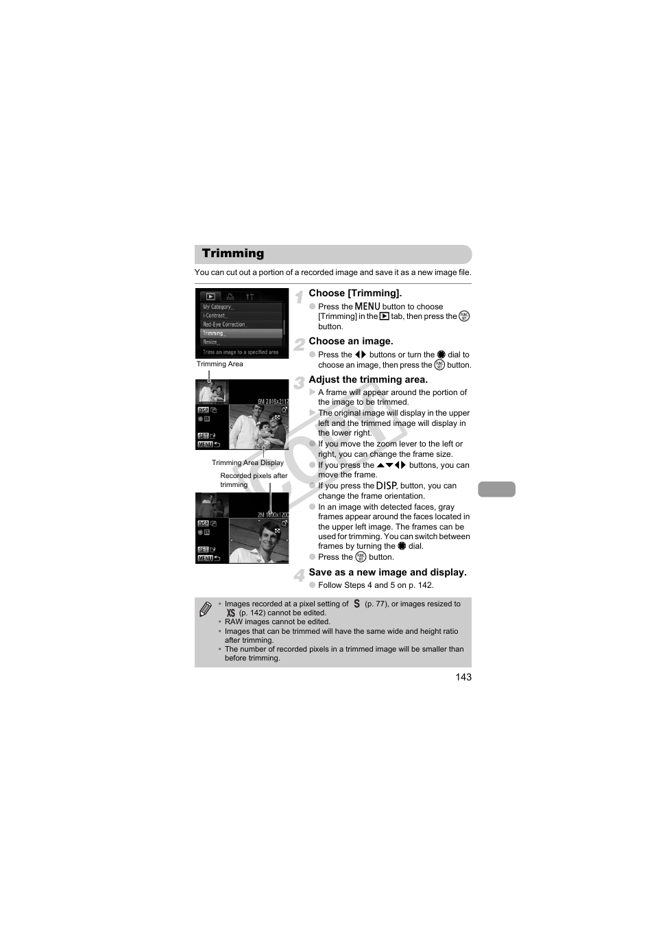 Trimming, Cop y | Canon PowerShot S95 User Manual | Page 143 / 196