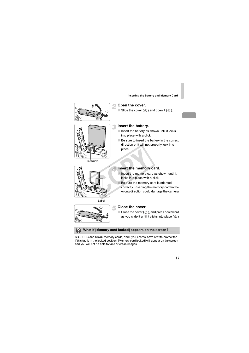 Cop y | Canon PowerShot S95 User Manual | Page 17 / 196