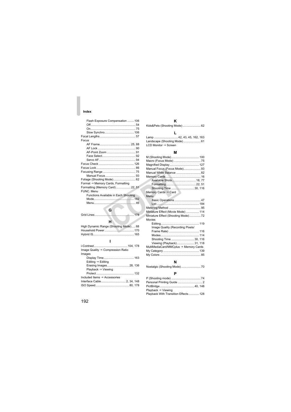 Cop y | Canon PowerShot S95 User Manual | Page 192 / 196