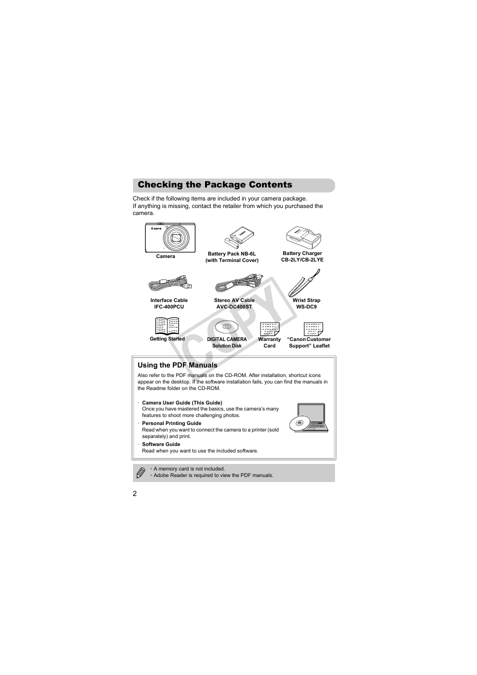 Cop y | Canon PowerShot S95 User Manual | Page 2 / 196