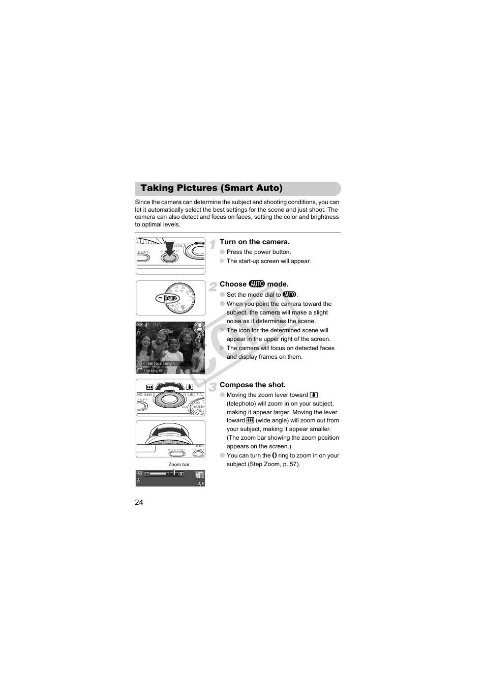 Taking pictures (smart auto), Cop y | Canon PowerShot S95 User Manual | Page 24 / 196