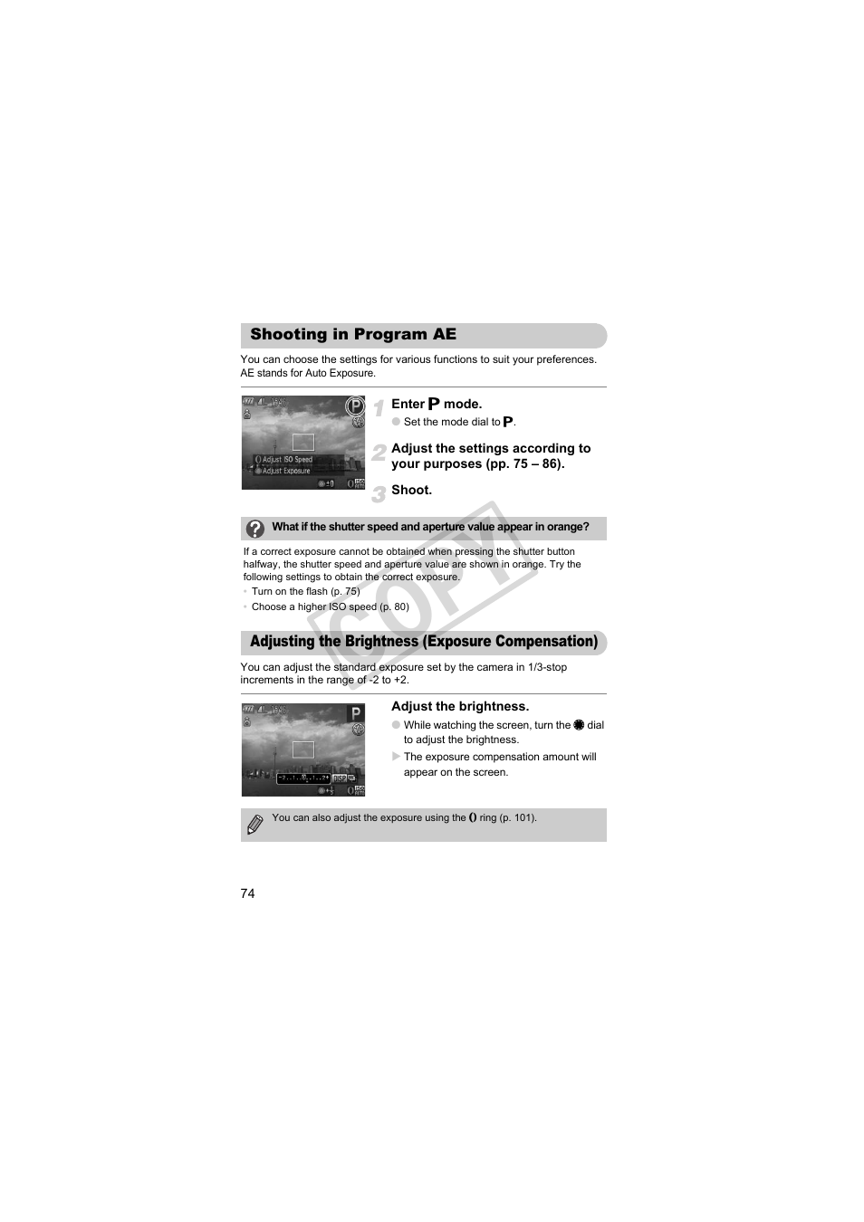 Cop y | Canon PowerShot S95 User Manual | Page 74 / 196