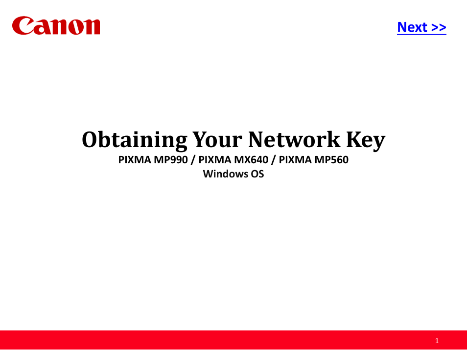 Canon Obtaining Your Network Key MP990 User Manual | 10 pages