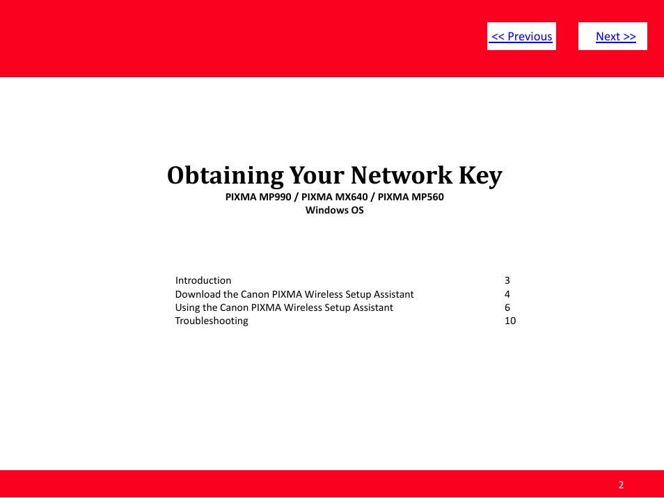 Obtaining your network key | Canon Obtaining Your Network Key MP990 User Manual | Page 2 / 10