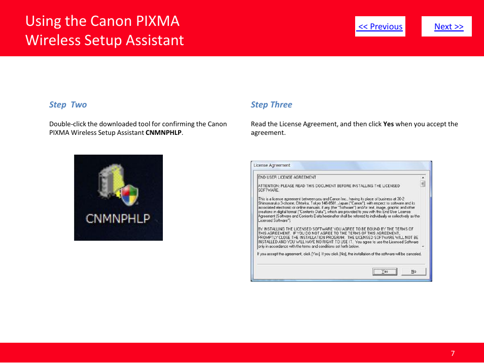 Using the canon pixma wireless setup assistant | Canon Obtaining Your Network Key MP990 User Manual | Page 7 / 10