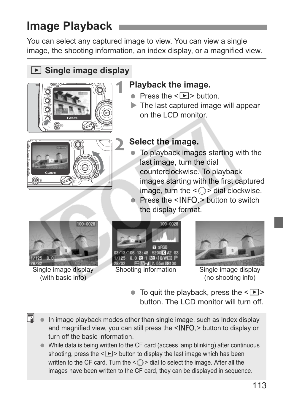 Image playback | Canon EOS 30D User Manual | Page 113 / 200