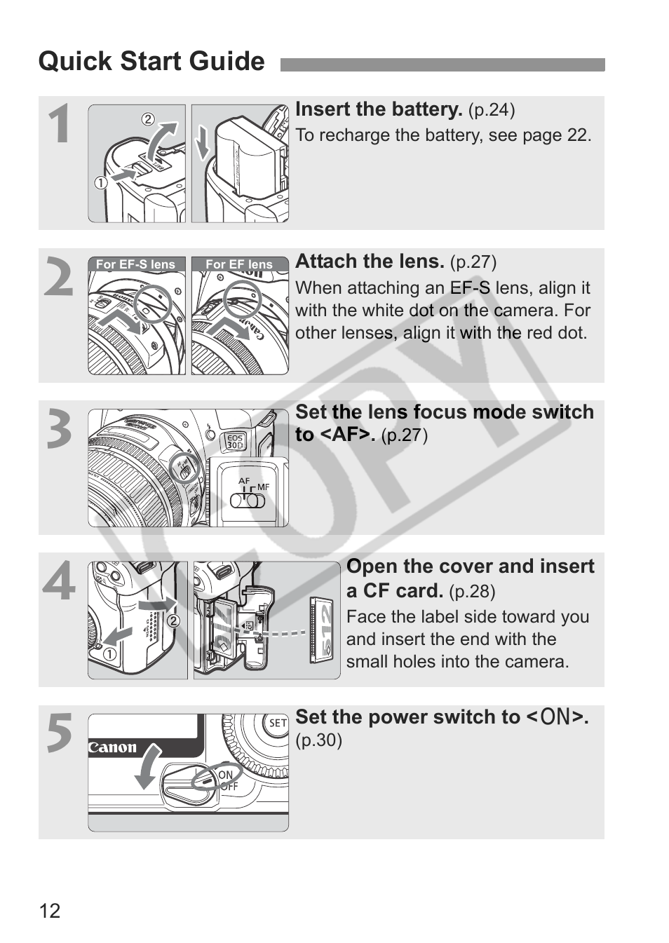 Canon EOS 30D User Manual | Page 12 / 200