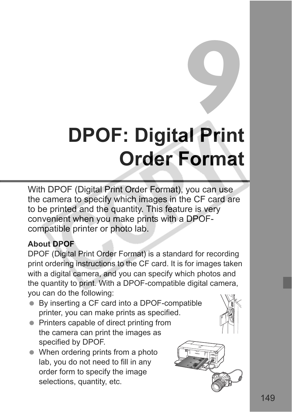 Dpof: digital print order format | Canon EOS 30D User Manual | Page 149 / 200