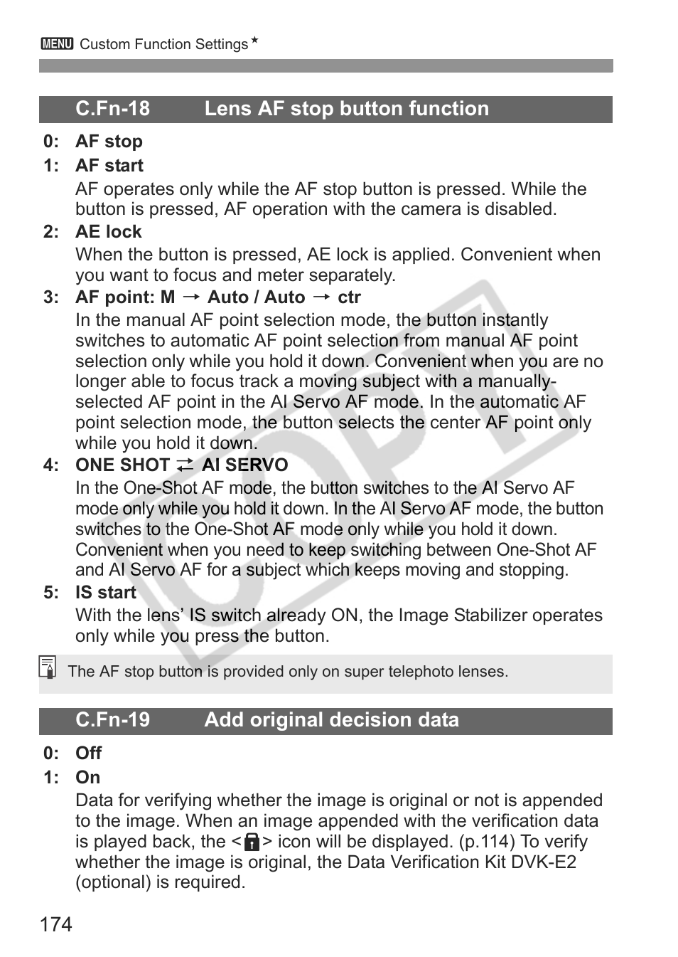 C.fn-19 add original decision data | Canon EOS 30D User Manual | Page 174 / 200